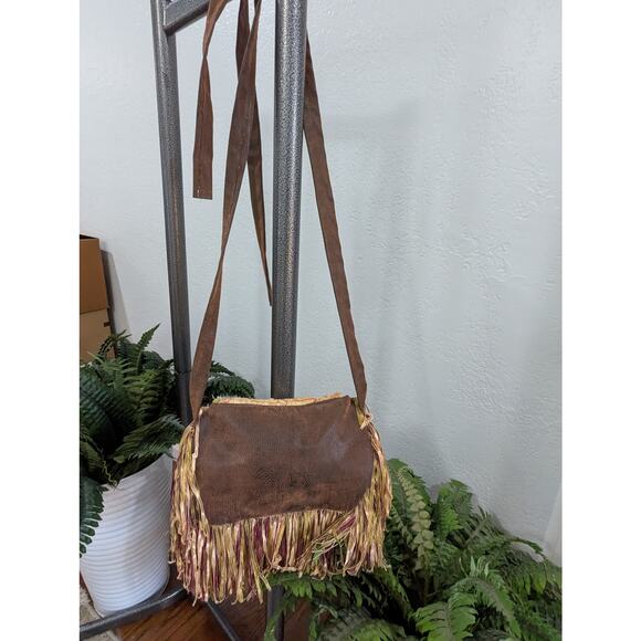 Boho Hippy Tapestry Pink Leopard multicolor Bag Purse Long Adjustable Straps - Picture 5 of 9